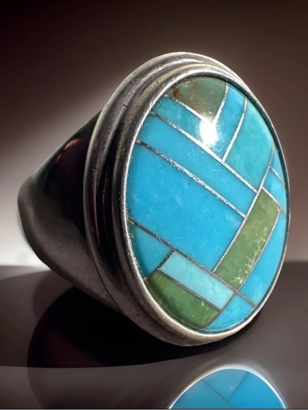 Stunning Carolyn Pollack Relios Sterling 925 Turquoise and Jasper Ring Size 5.5